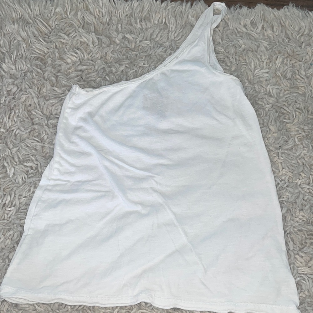 CHASER one shoulder white tank top
